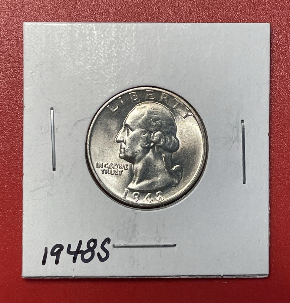 1948 S Washington Silver Quarter, Gem Uncirculated.