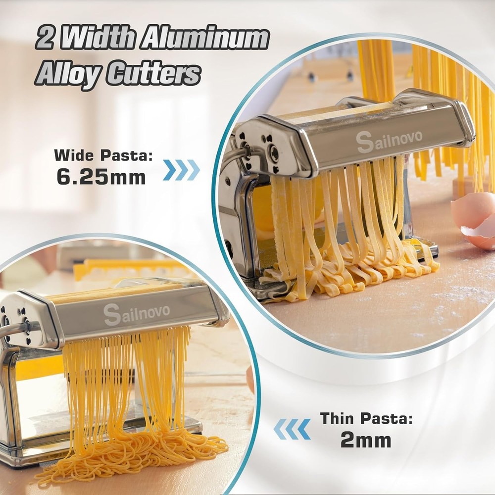 Pasta Maker Machine, 180 Roller Pasta Maker, 9 Adjustable Thickness Settings ...