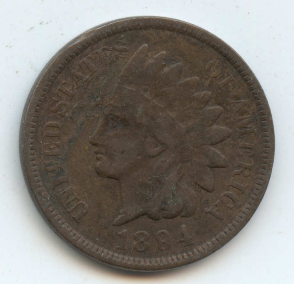 Error 1894 Indian cent defective obv. Planchet (#10553)