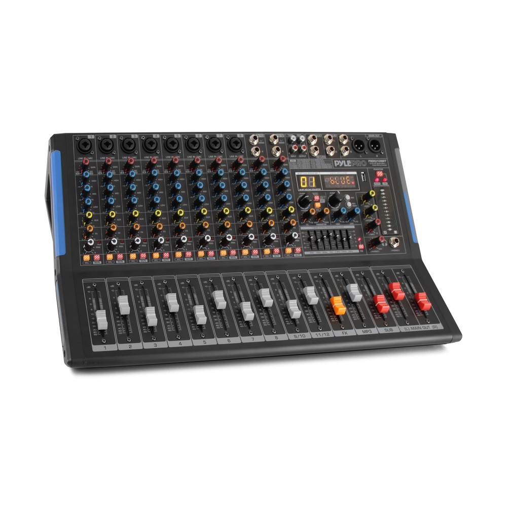 PYLE 12-Channel Bluetooth Studio Audio Mixer - DJ Sound Controller Interface ...