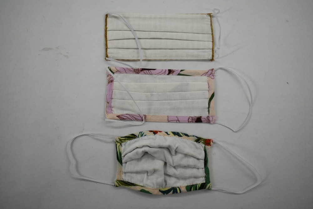 Lost + Wander Womens Patterned 3 Pack Pleated Face Masks Triple Layer USA Made