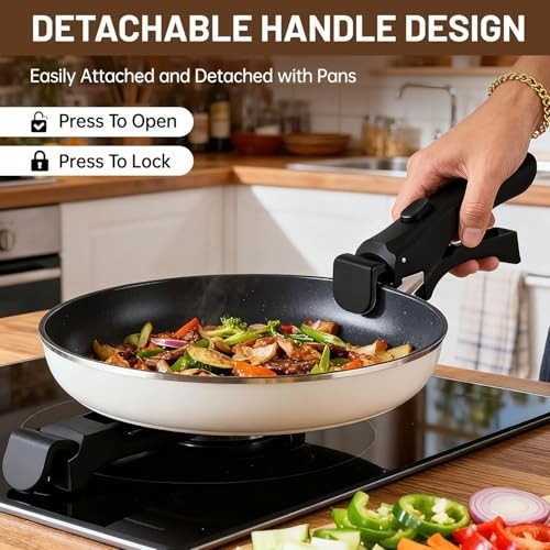2PCS Universal Detachable Pot Handles, Removable Cookware Handle Replacement, Bl