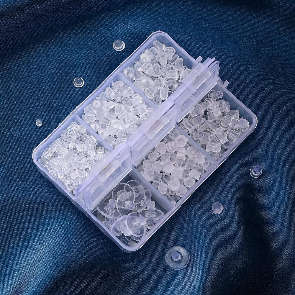 600 Pcs Silicone Earring Backs – 6 Styles Soft Hypoallergenic for Studs