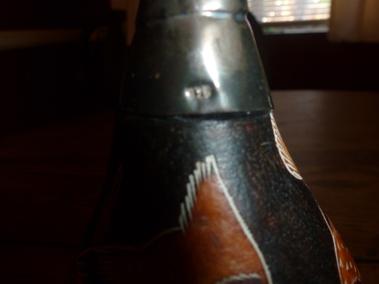 Sterling Silver 925 Vintage Hand-Carved Peruvian Gourd Art Duck