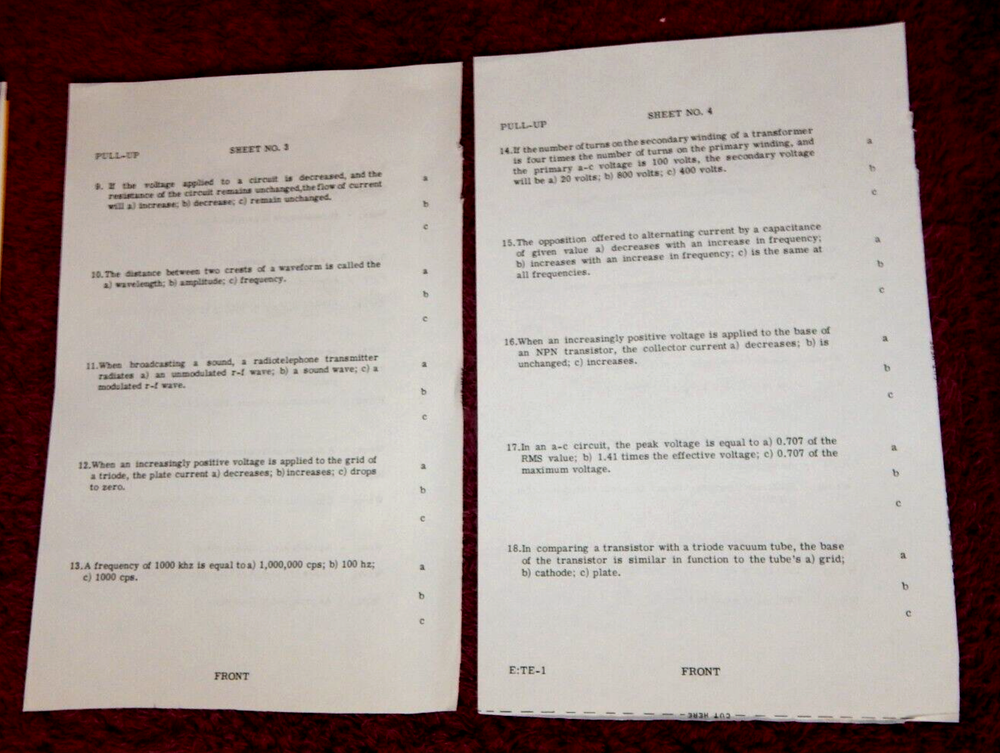 Vtg National Technical Schools Programmed Tutor Electronics Examination No 1