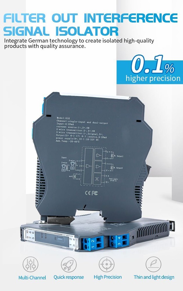 Signal Isolators 1 In-Out Analog Converter 4 20mA 0-10V 0-10V to 4-20mA DC24V