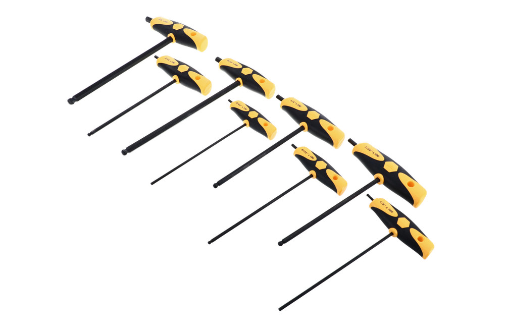 Wiha 33498 8 Piece SoftGrip Hex SAE T-Handle Set