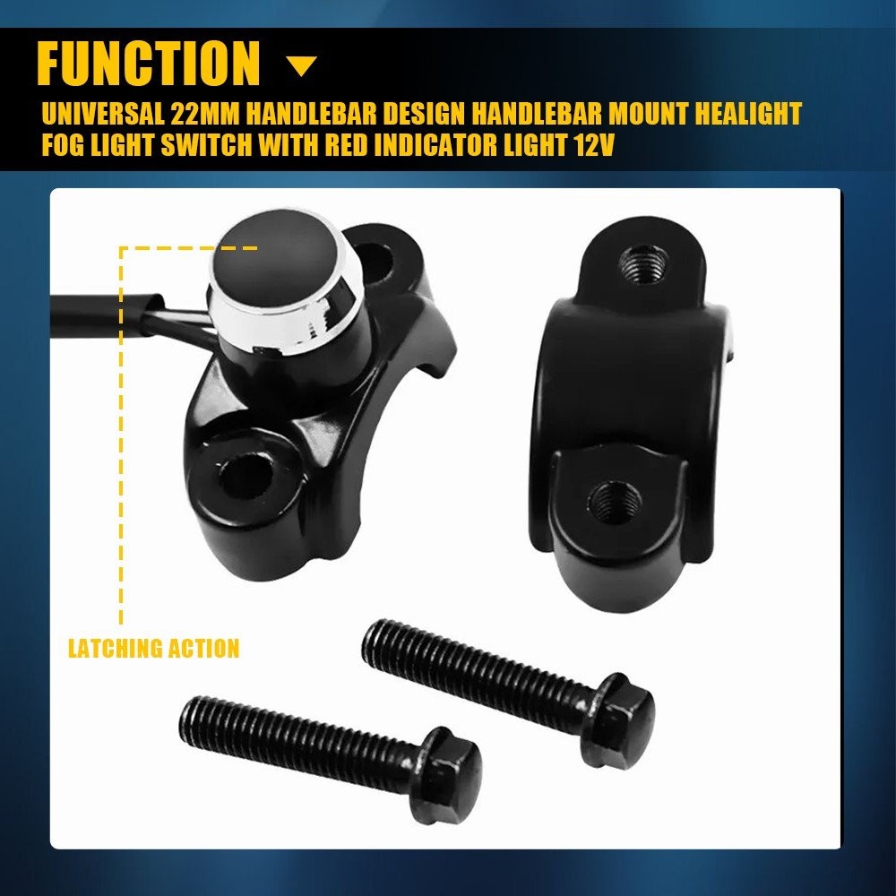 Motorcycle Switch Horn Handlebar Mount Push Button Momentary Start LED Light NEW