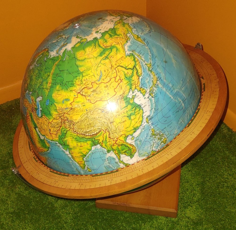 DENOYER-GEPPERT 1969 Geocraft 16" GLOBE Visual Relief Edited By C.B. Odell
