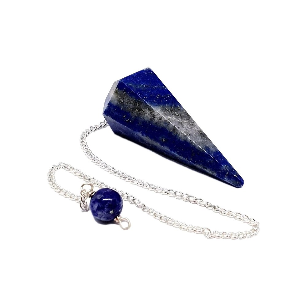 Lapis Lazuli Pendulum Dowser Chain Crystal Dowsing Divination Gemstone Tool Gift