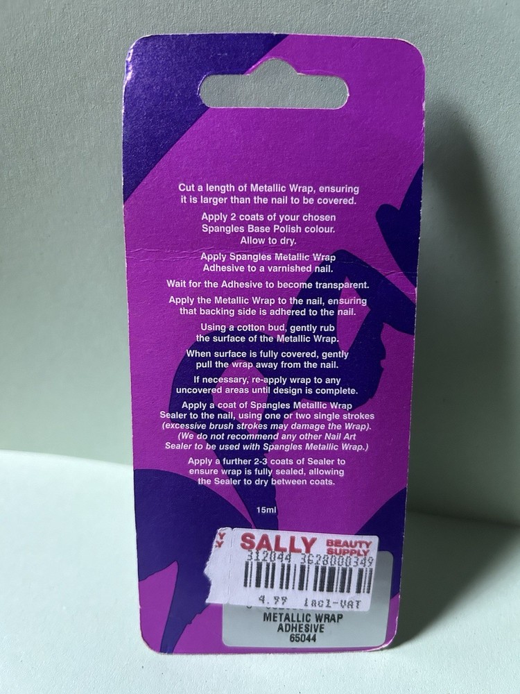 Brand New Spangles Metallic Wrap Nail Adhesive Ref RC