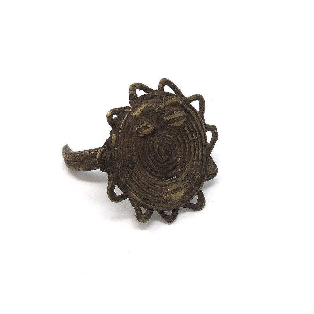 Brass Baule Adjustable Sun Ring Ghana Size 12