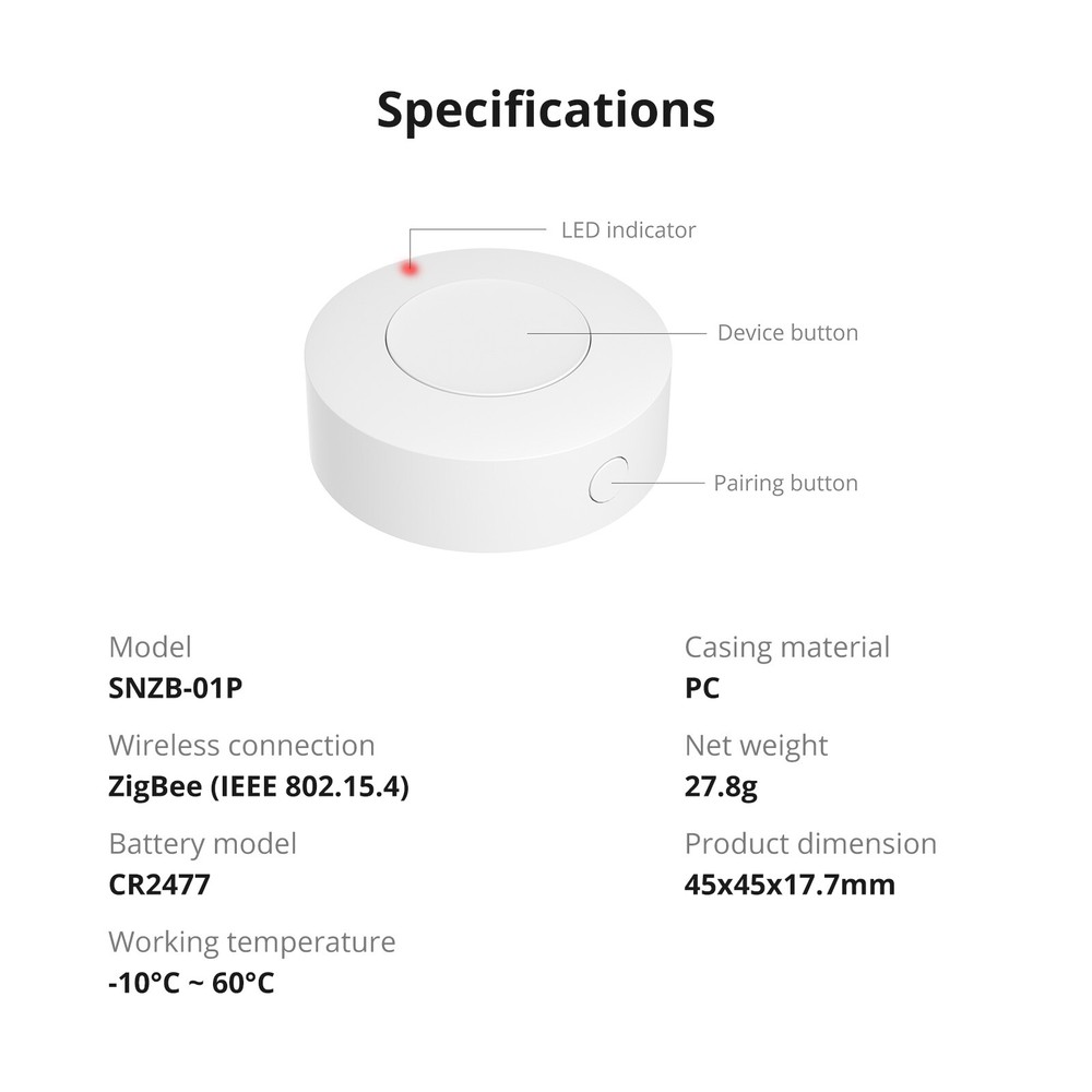 3 PACK SONOFF Smart Button Switch, Requires Zigbee Hub,for Smart Home Controller