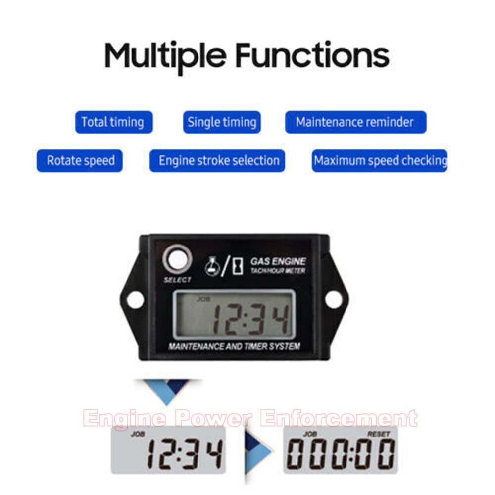 New Tiny Tach Digital Mini Hour Meter Tachometer Job Timer Adjustable Resettable