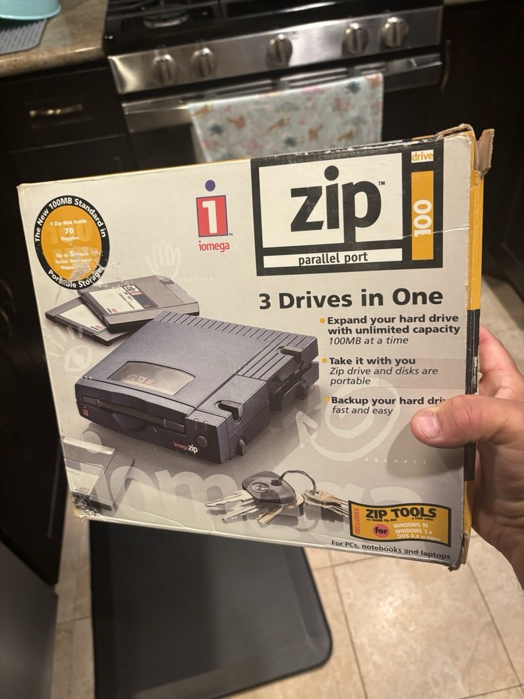 Iomega Zip 100 Parallel Port External Drive #10012 With Box Working