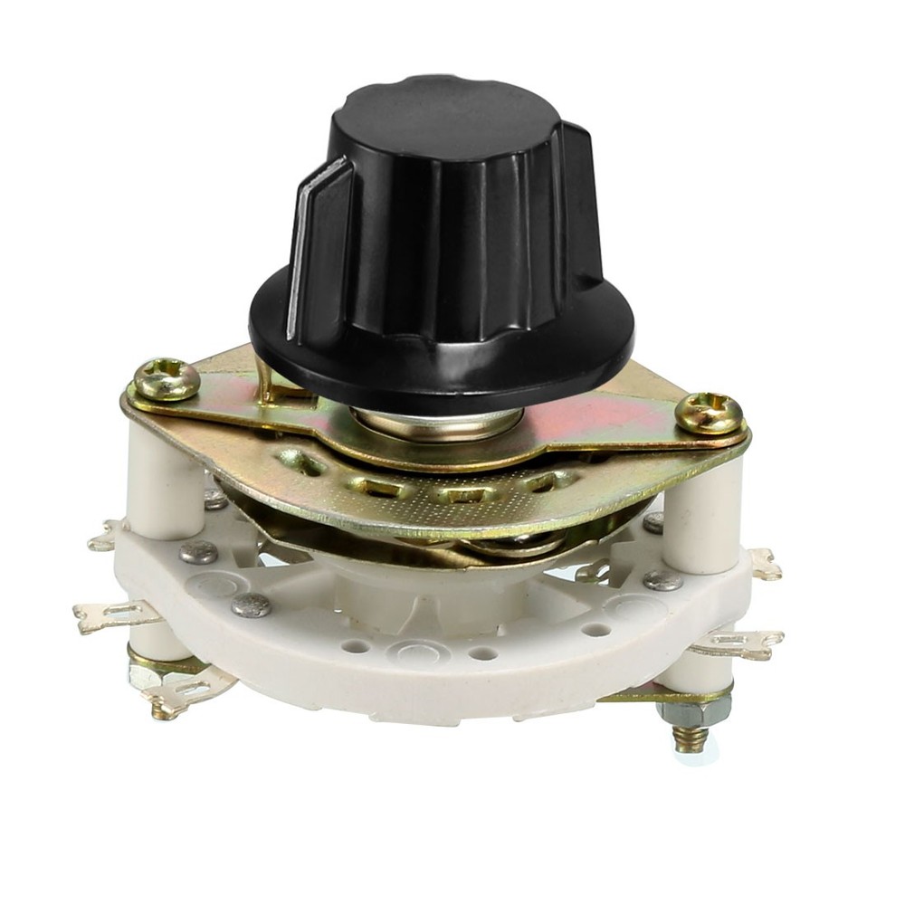 2P2T 2 Pole 2 Position 1 Deck Band Channel Rotary Switch Selector w Knobs