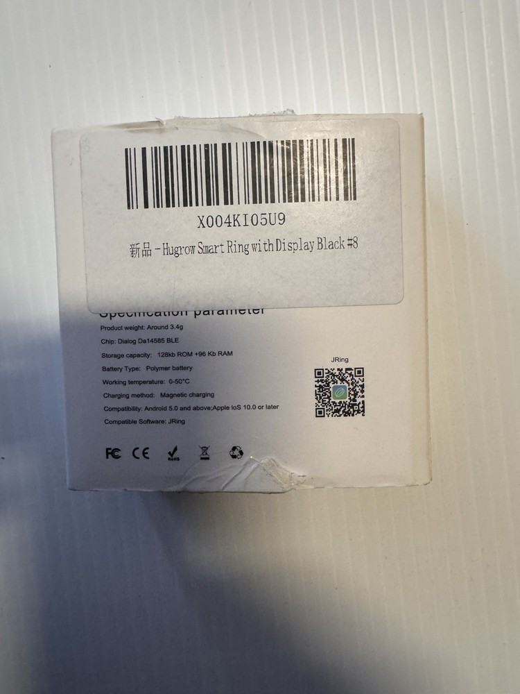 Hugrow Smart Ring with Display Black #3 Activity Tracker for iOS Android