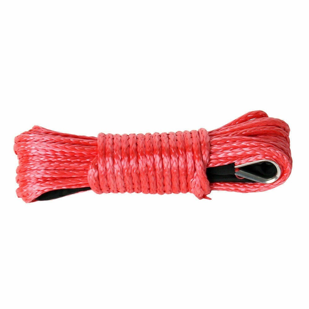 1/4"x50' 10000LBS Synthetic Winch Rope Line Recovery Cable ATV UTV 4WD 4x4 Red