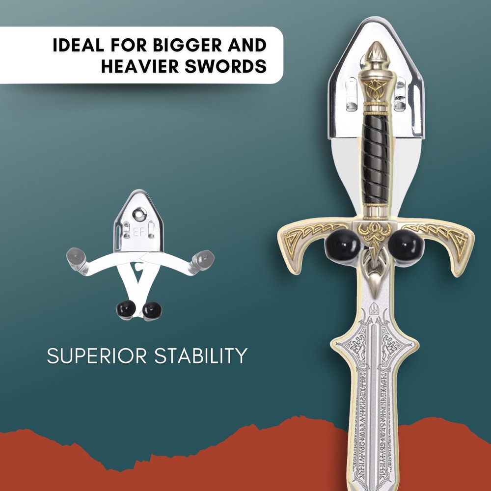 2x Vertical Sword Mount - Dagger Display Wall Hanger - Adjustable Multifuncti...