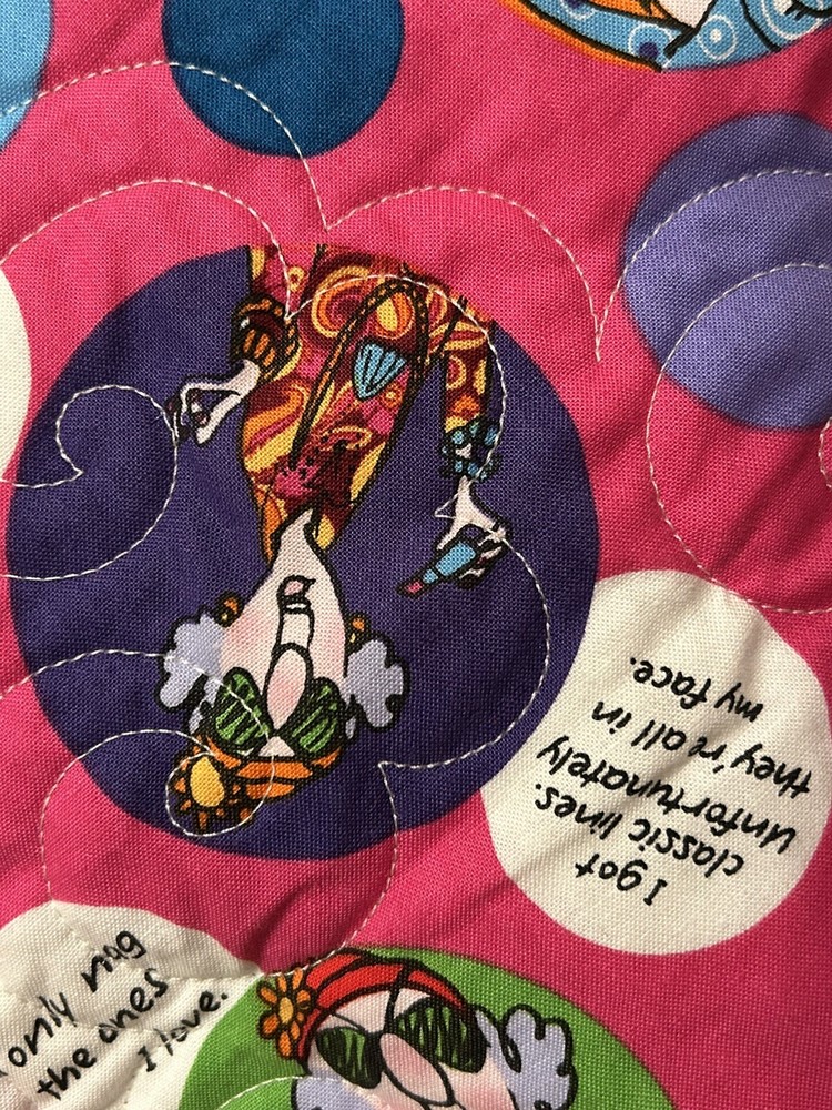 Lap Wall Quilt MAXINE Funny Old Lady Comic Patchwork Blocks 45" x 38" Cats - B18