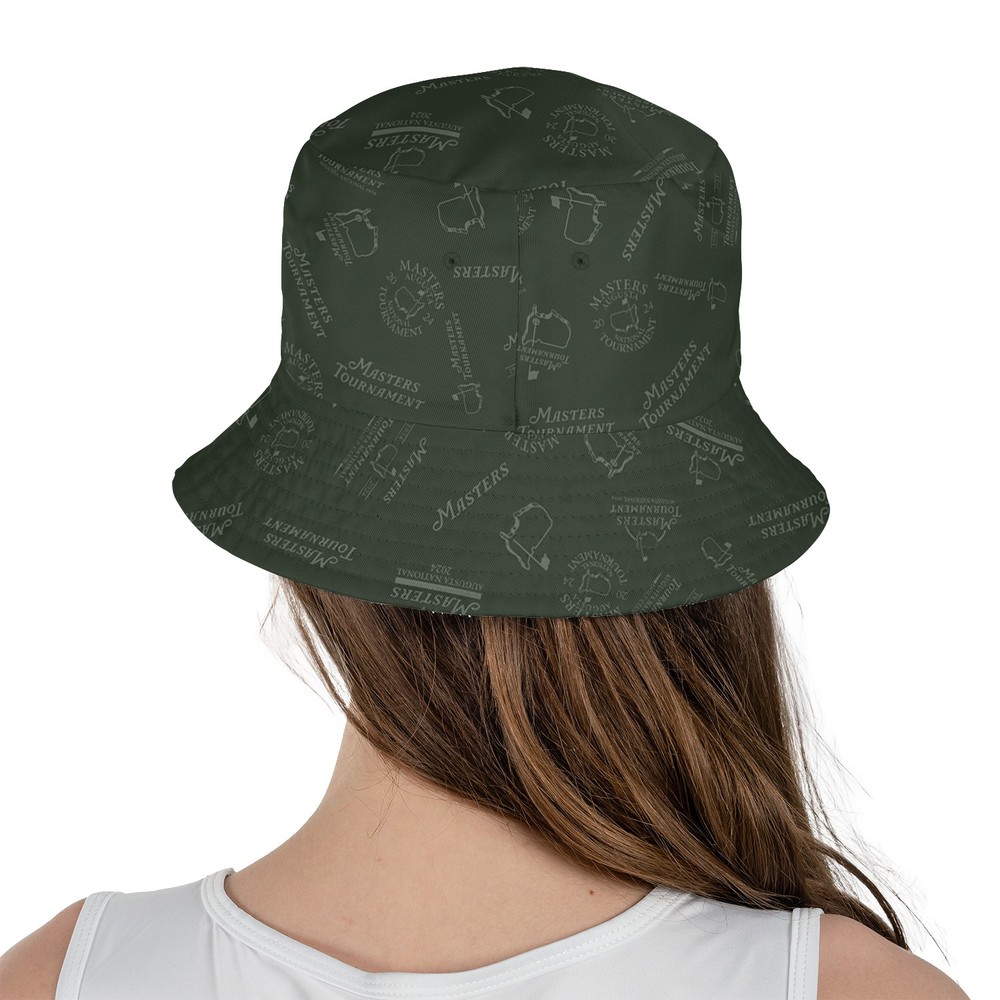 Golf Pattern Masters Tournament Ping Dark Green Pattern Reversible Bucket Hat
