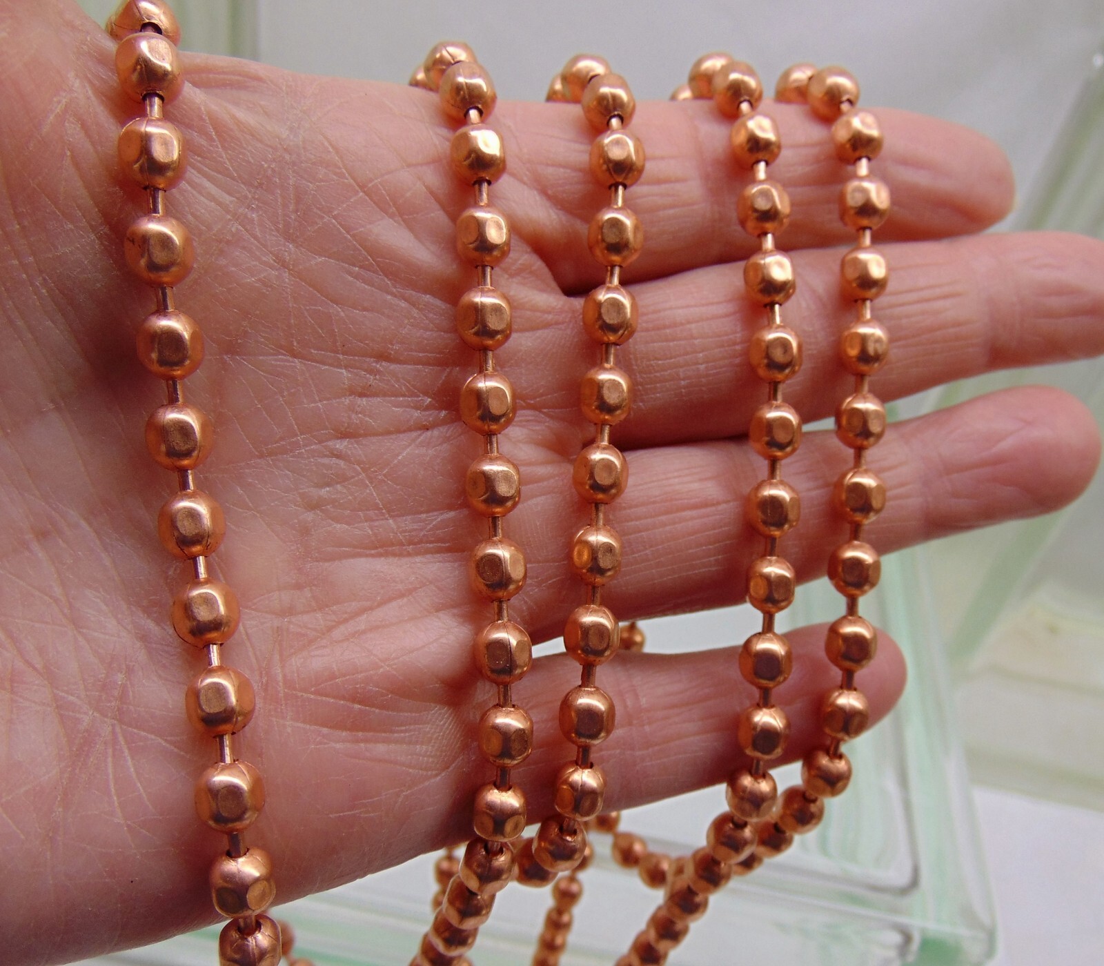 COPPER Ball Chain NECKLACES ~ Faceted 6.3mm bead ~ #13 size Various Lengths
