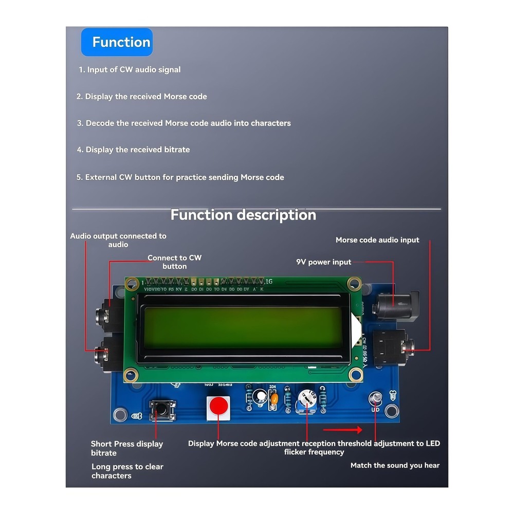 Trainer Morse Training Morse Decoder Components DIY Electronic Component Kit ...