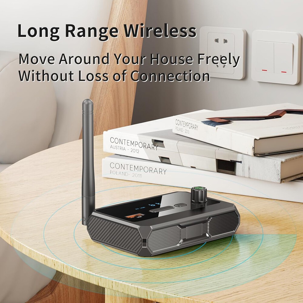 Bluetooth 5.3 Transmitter Receiver Long Range For TV Home Stereo Audio Adapter