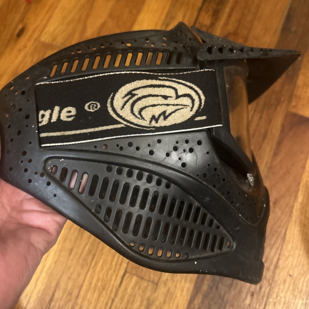 Brass Eagle Paintball Mask Black Full Face Goggles with Visor – Clean