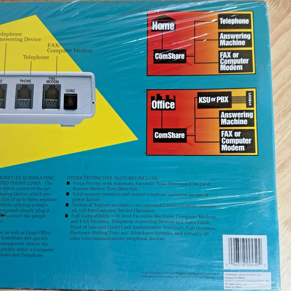 VTG Command Communications - Comshare 450 - Telephone Line Sharing Device - NIB