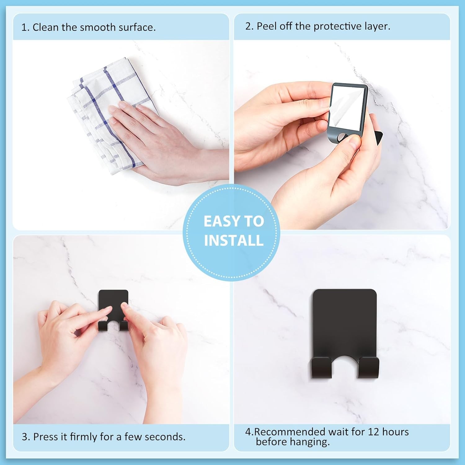 VIS'V Shower Wall Razor Holder, Metal Adhesive Razor Hooks for His and Hers, Wat