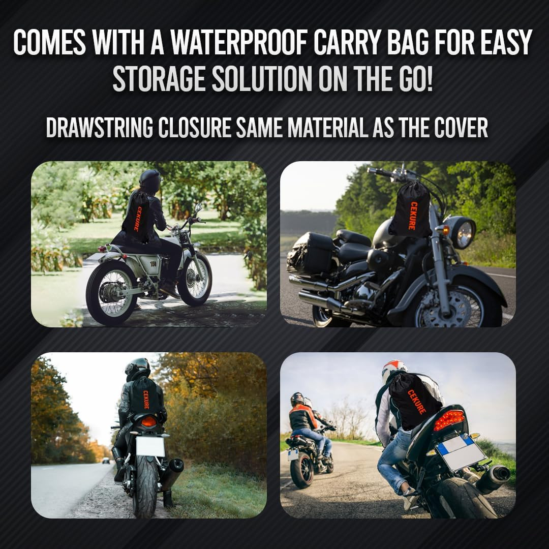 Heavy Duty Motorcycle Cover Waterproof Outdoor 210D Oxford Fabric with Heat Seal