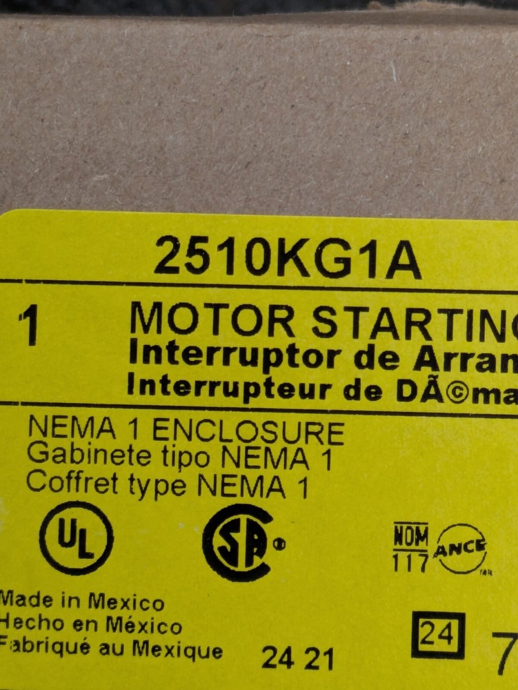 Square D 2510KG1A Motor Starting Switch New in Box