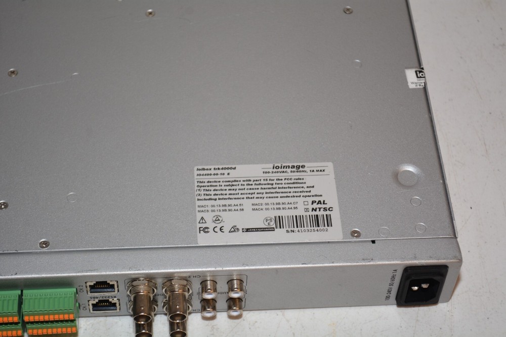 ioimage TRK-4000D 4-Channel Video Analytic Encoder ioibox trk4000d #W4621
