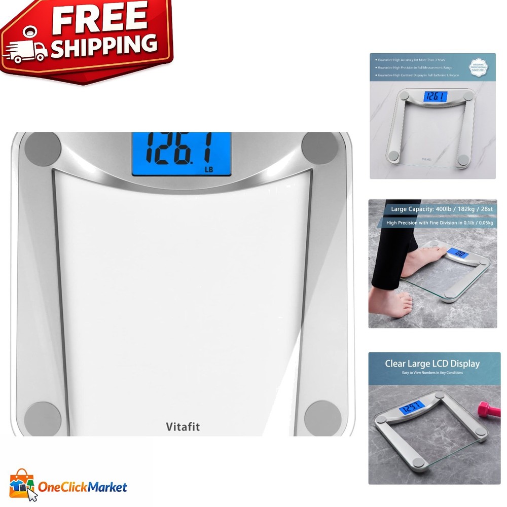 High Accuracy Digital Bathroom Weight Scale with Extra Large Blue Backlit LCD