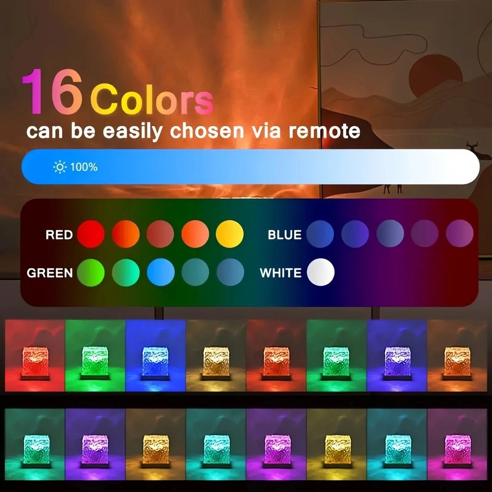16Colors Ocean Wave Aurora Projector Light Touch LED Night Light Remote Dimmable