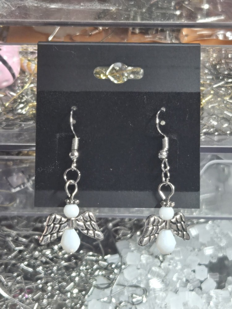 White Angel Dangle Handcrafted Earrings
