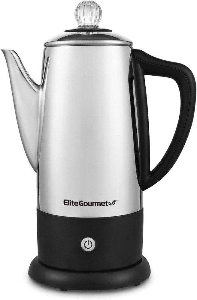 Electric 12-Cup Coffee Percolator with Keep Warm, Clear Brew Progress Knob Co...