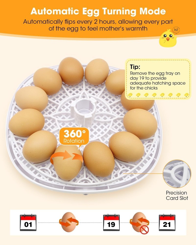 Automatic Egg Incubator with Turning Control for Hatching Chicken, Duck, Goose,
