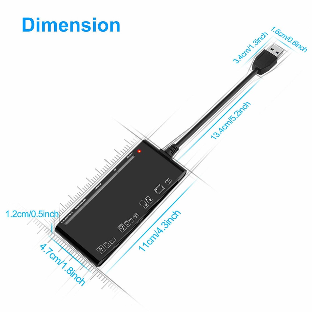 7 In 1 USB 3.0 Hub Adapter SD Micro SD CF TF MS XD Memory Card High Speed Reader