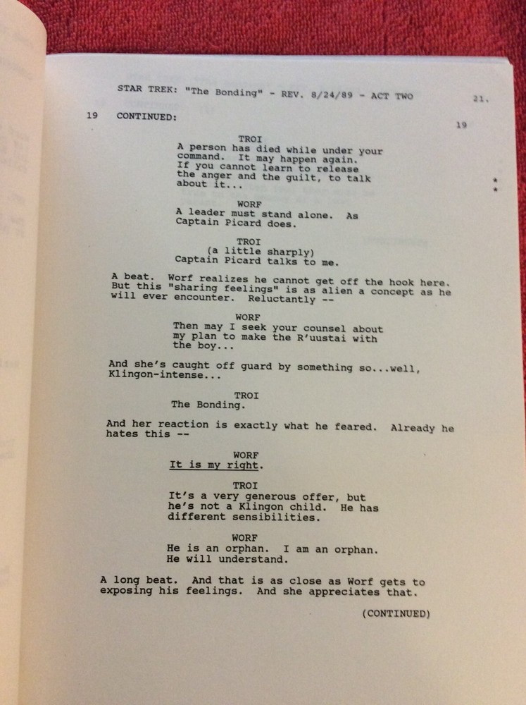 STAR TREK THE NEXT GENERATION ORIGINAL SCRIPT THE BONDING PATRICK STEWART