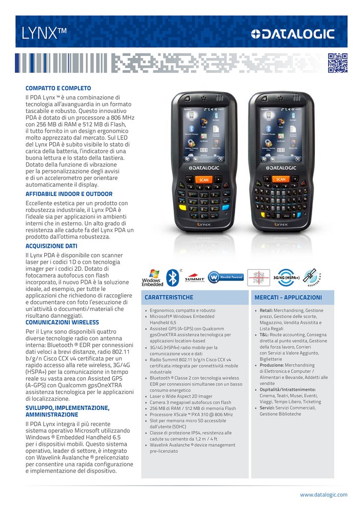 Complete kit datalogic lynx reader -std laser, bt,27 key -numeric-wwe 944400000
