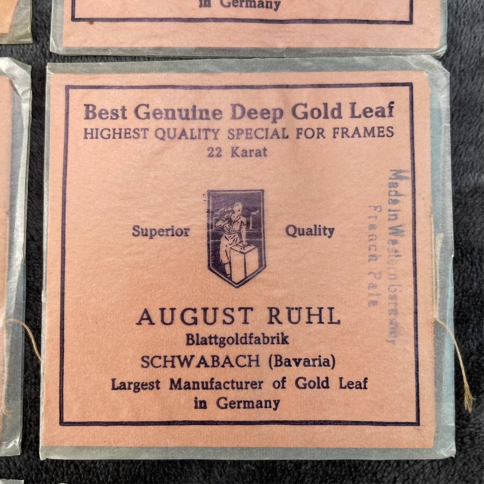 August Ruhl 22 Karat Gold Leaf Frames 375 Leaves American Shade Square NOS