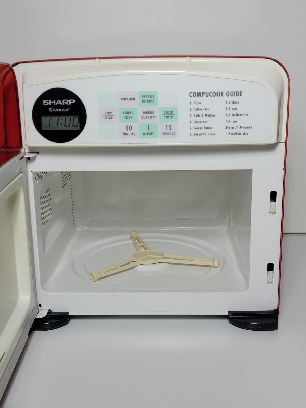 Vintage Sharp Half Pint Carousel Microwave Clear Red Model R-120DS - Please Read