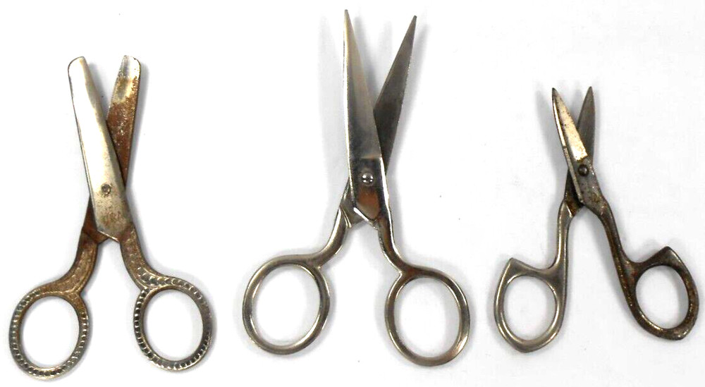 Vintage 3 Small Scissors 1 Marked USA Rusty