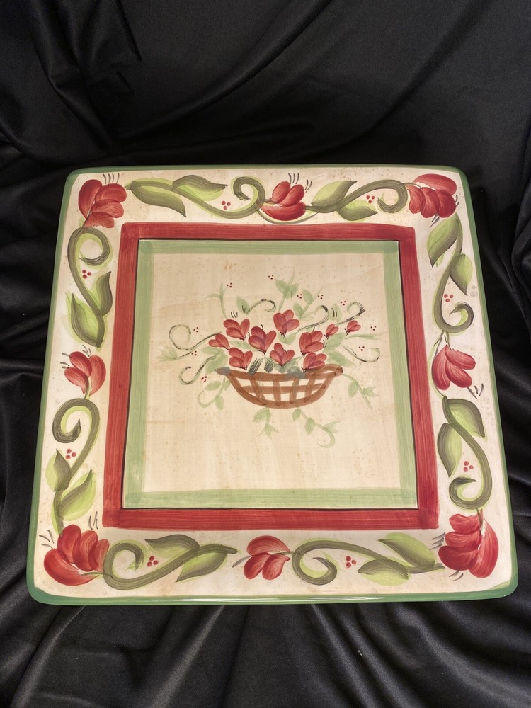 WCL Vintage square floral pattern platter 13"x13"