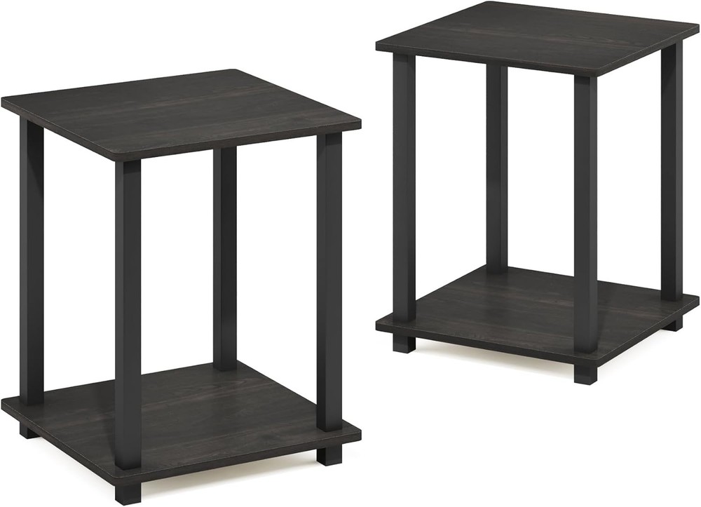 SIMPLISTIC Side Table Set of 2 2-Tier Square Modern End Table Nightstand Night