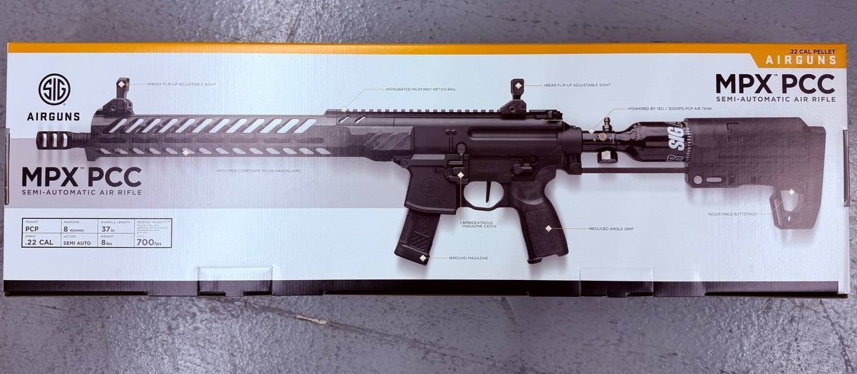 Sig Sauer MPX PCC Air Rifle .22Caliber PCP Semi-Auto 700 FPS AIR-MPXPCC-22-PCP