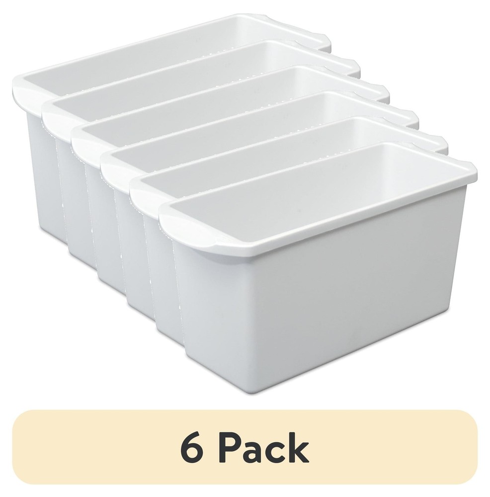 (6 pack) Sterilite Ice Cube Bin, Narrow Design, Space-efficient,  White