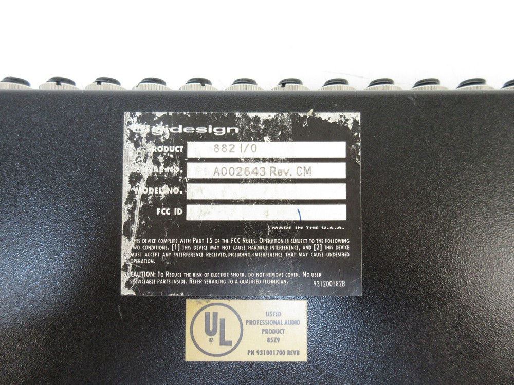 Digidesign 882 I/O Audio Interface - No Power Supply